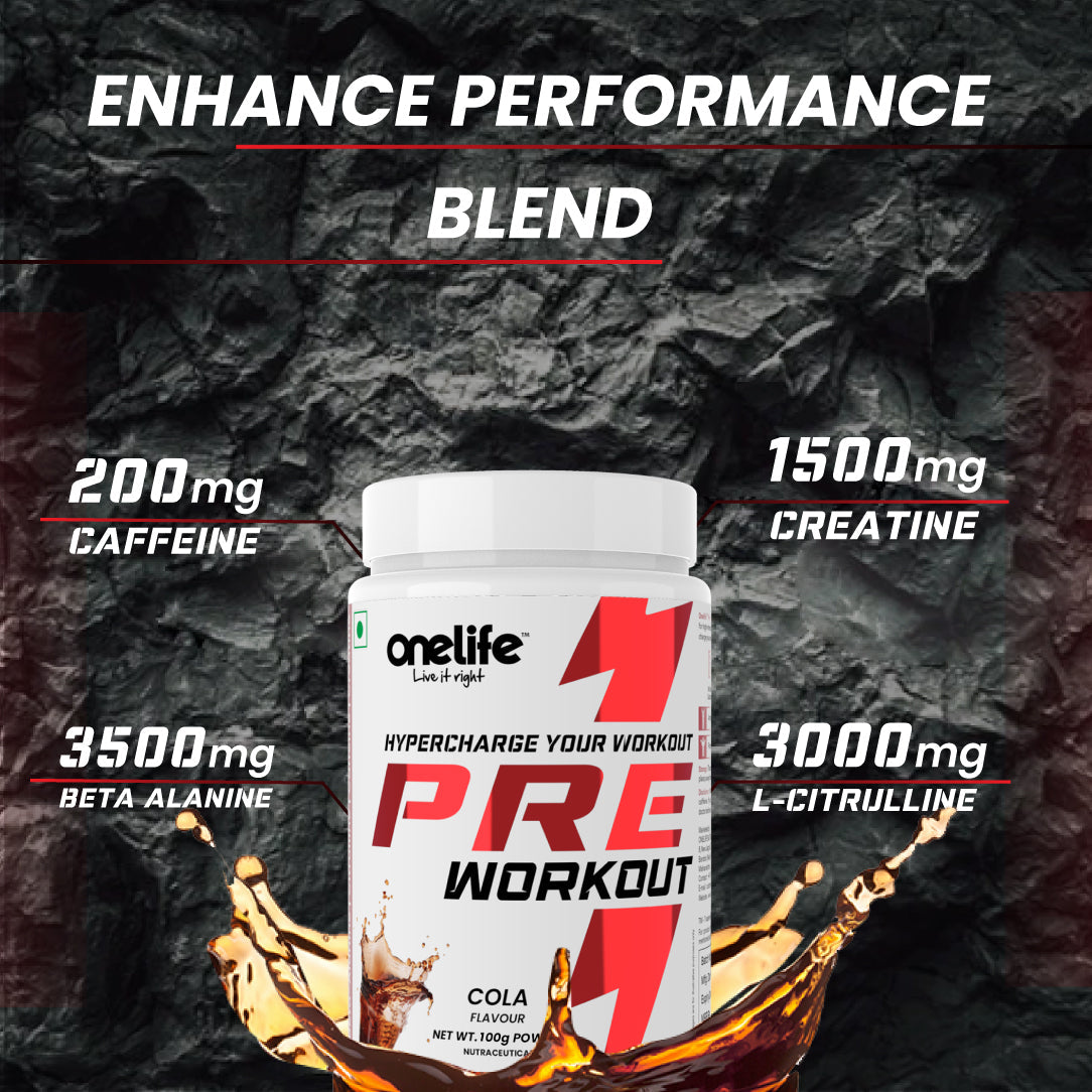 Pre Workout- 100g | Cola Flavour | Powered with Citrulline, Beta-Alanine, Taurine and Caffeine
