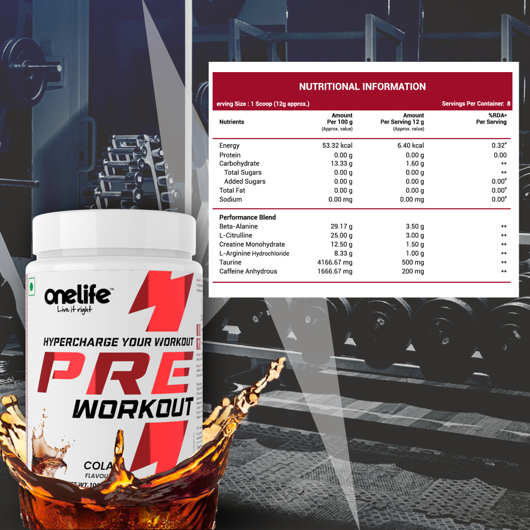 Pre Workout- 100g | Cola Flavour | Powered with Citrulline, Beta-Alanine, Taurine and Caffeine