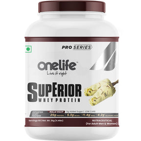 Onelife Superior Whey Protein Isolate + Concentrate With Digestive Enzymes & Immune Boosters | 25g Protein, 5.3g BCAA, 11.4g EAAs, 4.2g Glutamic Acid | Post-Workout Recovery Supplement | Malai Kulfi 2kg