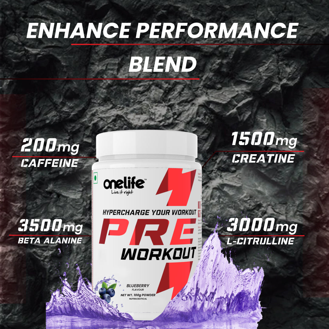 Pre Workout- 100g | BLUEBERYY Flavour | Powered with Citrulline, Beta-Alanine, Taurine and Caffeine