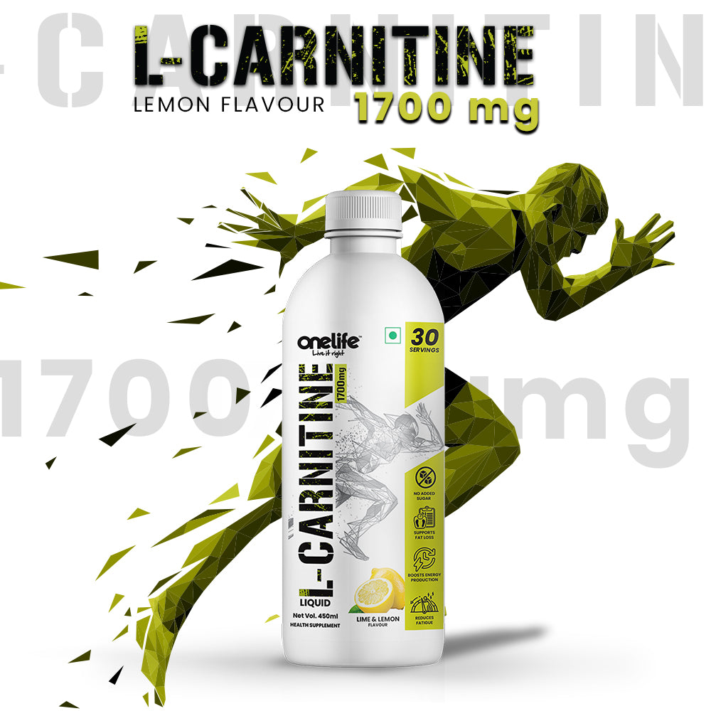 Onelife L-Carnitine 1700mg | Liquid Form | Uses the Stored Fat in the Body to Increase Energy Production Helps in Weight Management and Boost Energy in Lemon Flavour 30 Servings