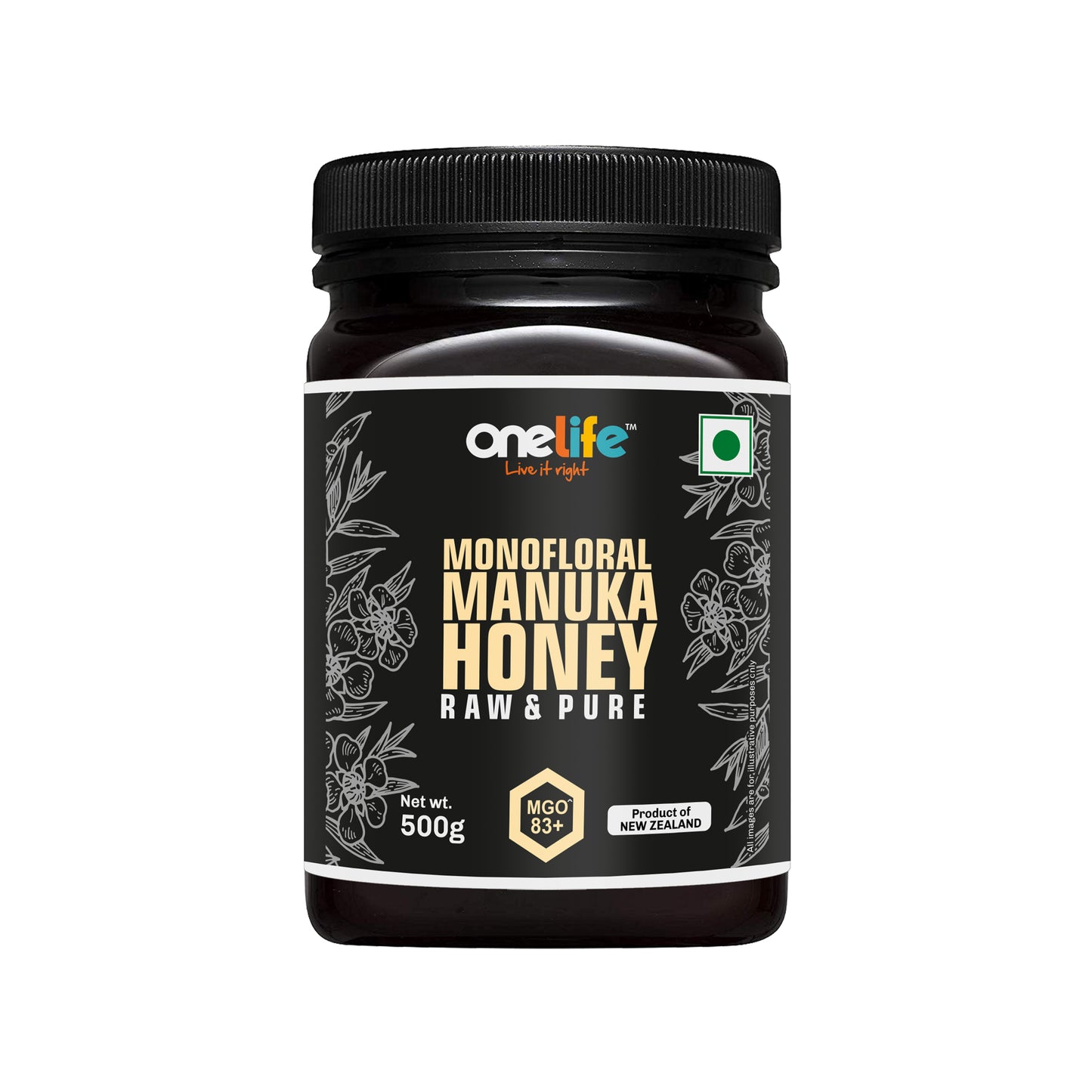 Monofloral Manuka Honey- 500gm (Raw & Pure, Certified 83+MGO, Imported from New Zealand)