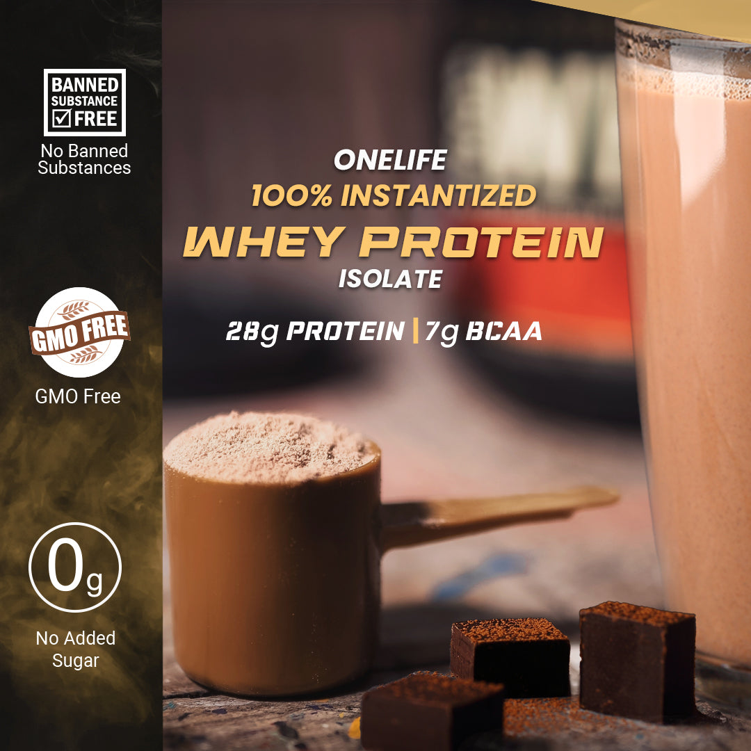 Whey Protein Isolate - 500g Chocolate (28g Protein, 7g BCAA , 14.6g EAAs, 5.3g Glutamic Acid) Per Serving for Lean Mass Gain & Muscle Recovery