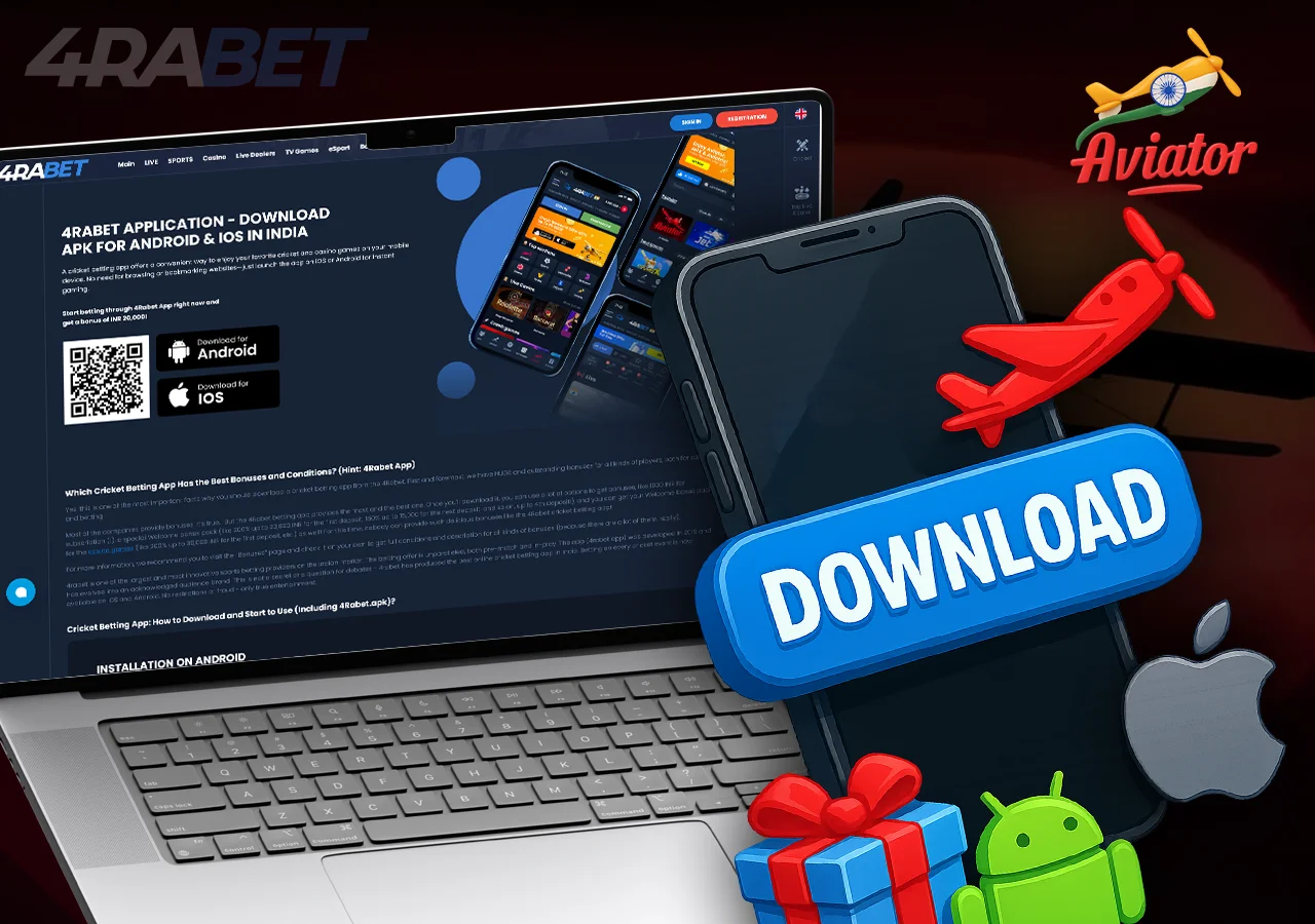4Rabet casino page and Download button